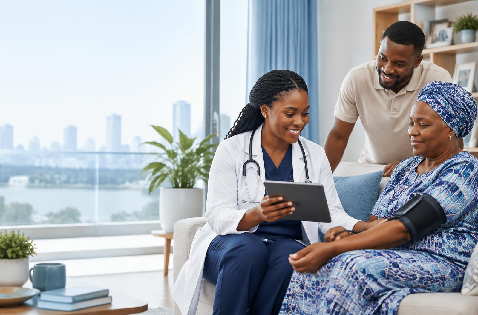 A StreetdocMD provider reviewing results with a patient and family at home